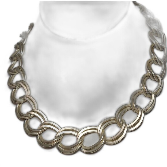 SET  Large link Chain necklace SET necklace 16" and Earring hooks 1 1/2" - Picture 1 of 7